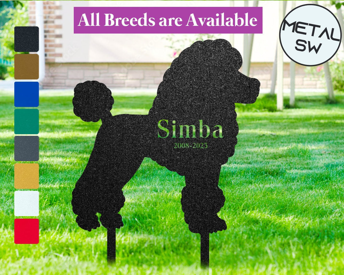 Metal Poodle Sign Custom Dog Memorial Plaque Poodle Memorial Gift Dog Grave Marker Metal Garden Stake Pet Garden Stone Dog Bereavement Gift