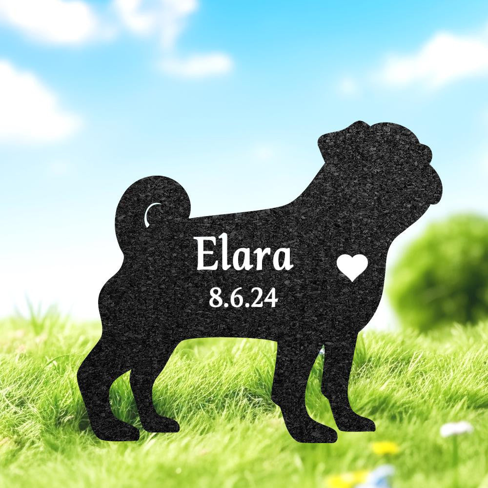 Custom Pug Dog Memorial Grave Marker Personalized Dog Metal Sign Dog Burial Marker With Name Engraved Outdoor Garden Decor Pet Loss Gift