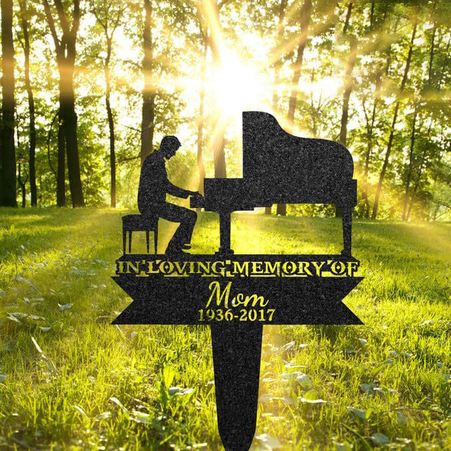 Custom Metal Piano Player Memorial Stake Personalized Memorial Plaque Pianist Stakes In Loving Memory Of Dad Sympathy Gift Grave Marker