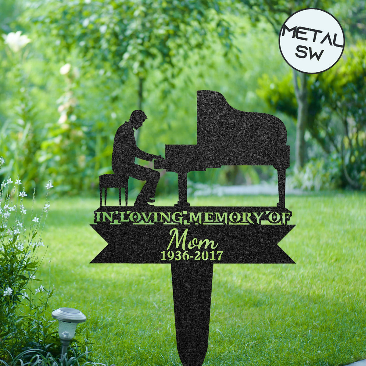 Custom Metal Piano Player Memorial Stake Personalized Memorial Plaque Pianist Stakes In Loving Memory Of Dad Sympathy Gift Grave Marker