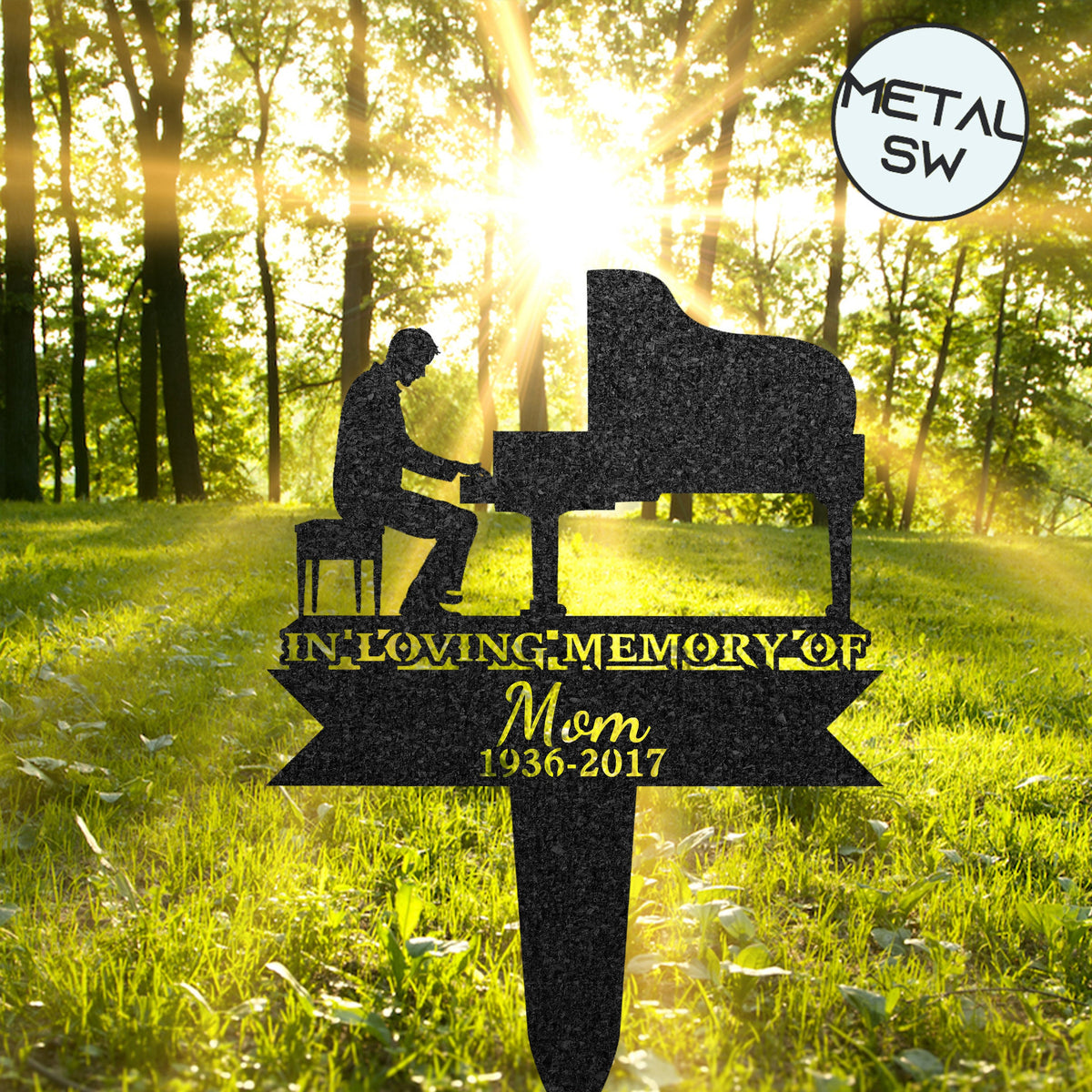 Custom Metal Piano Player Memorial Stake Personalized Memorial Plaque Pianist Stakes In Loving Memory Of Dad Sympathy Gift Grave Marker
