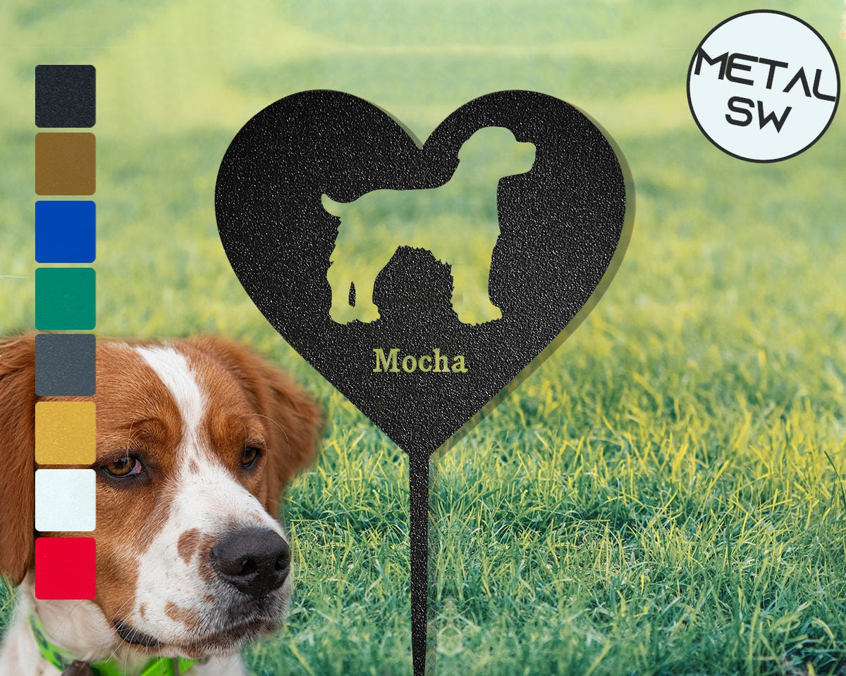 Metal Brittany Memorial Sign Stakes Brittany Gift Personalized Brittany Grave Marker Custom Dog Sympathy Gift Heart Shape Memorial Plaque