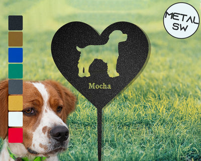 Metal Brittany Memorial Sign Stakes Brittany Gift Personalized Brittany Grave Marker Custom Dog Sympathy Gift Heart Shape Memorial Plaque