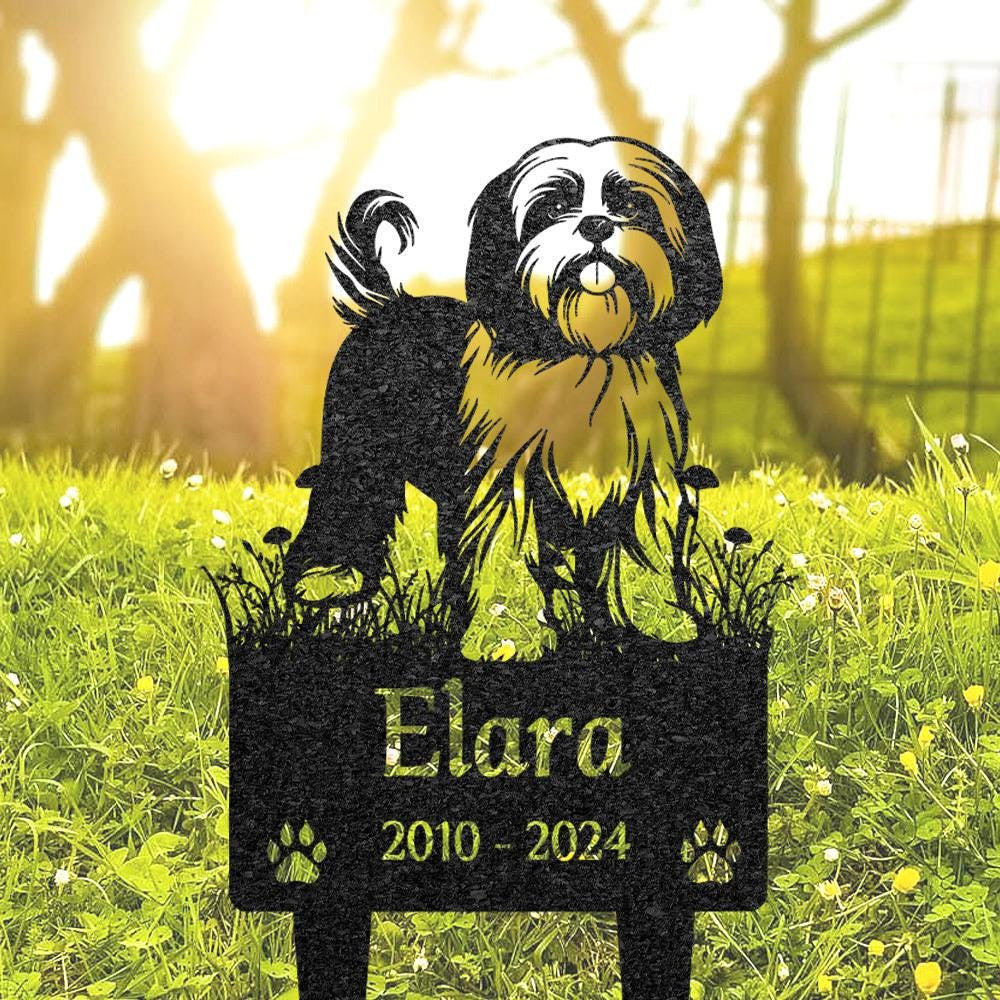 Lhasa Apso Dog Memorial Burial Stake Custom Dog Metal Stake Pet Grave Marker Memorial Garden Decor Pet Loss Gift Lhasa Apso Lover Gift