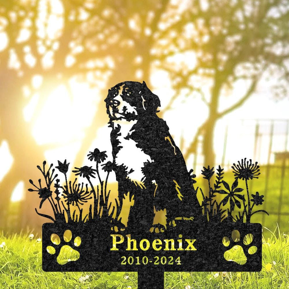 Personalized Bernese Mountain Dog Memorial Plaque Custom Dog Metal Sign Outdoor Yard Decor Pet Grave Marker Sympathy Sign Pet Loss Gift