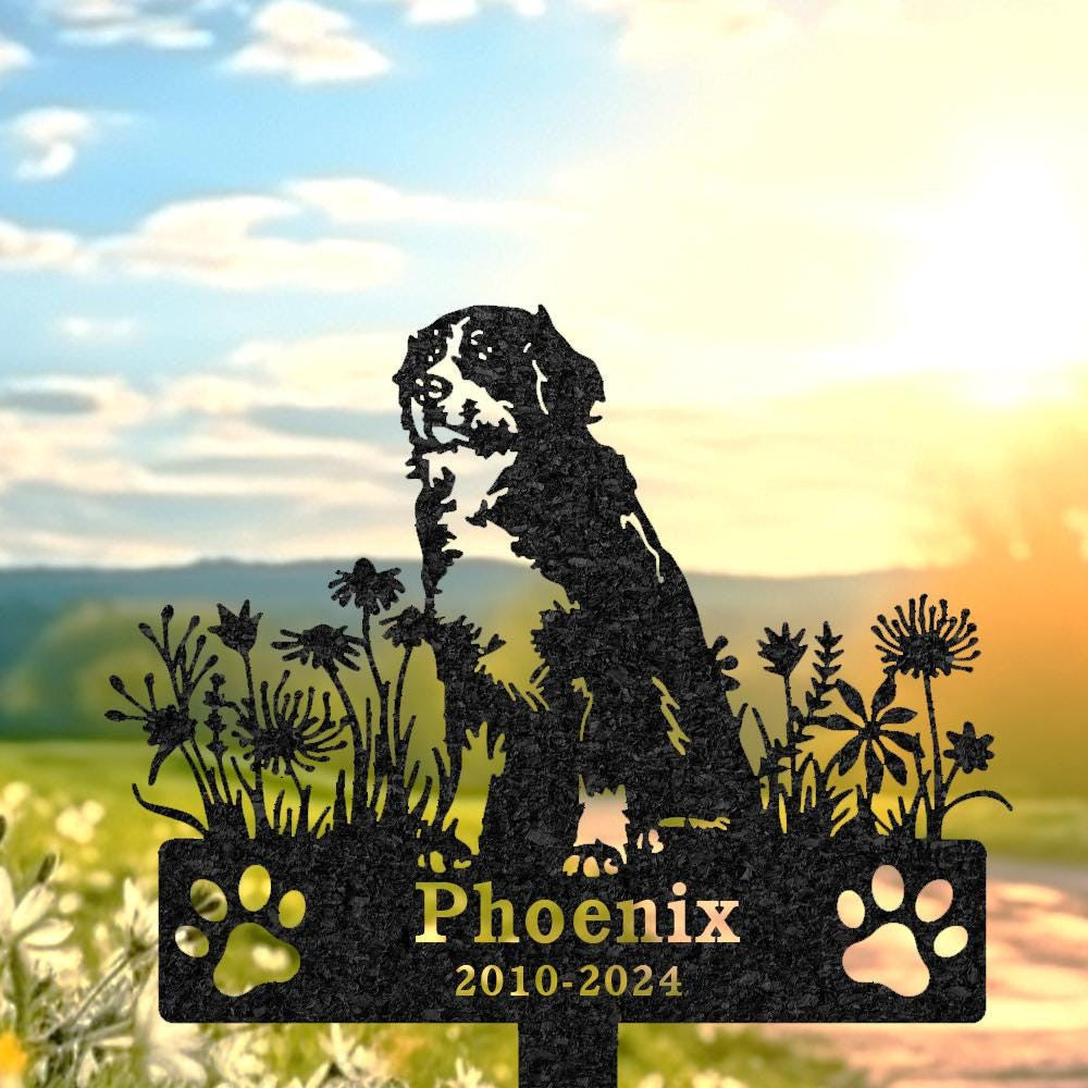 Personalized Bernese Mountain Dog Memorial Plaque Custom Dog Metal Sign Outdoor Yard Decor Pet Grave Marker Sympathy Sign Pet Loss Gift