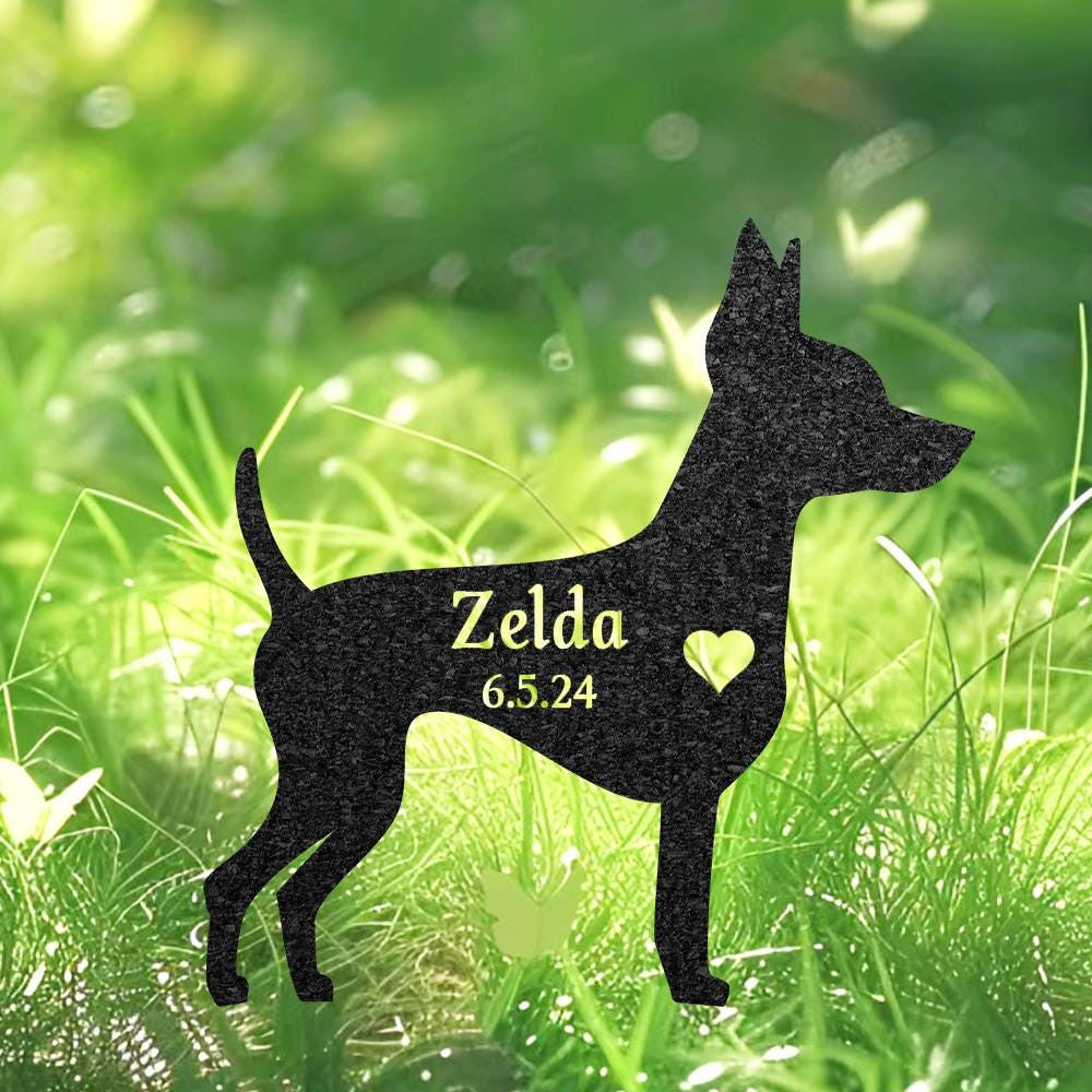 Custom Mini Pinscher Dog Memorial Sculpture Pinscher Silhouette Lawn Ornament Personalized Dog Grave Marker Garden Decor Pet Loss Gift
