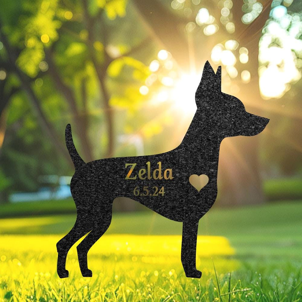 Custom Mini Pinscher Dog Memorial Sculpture Pinscher Silhouette Lawn Ornament Personalized Dog Grave Marker Garden Decor Pet Loss Gift