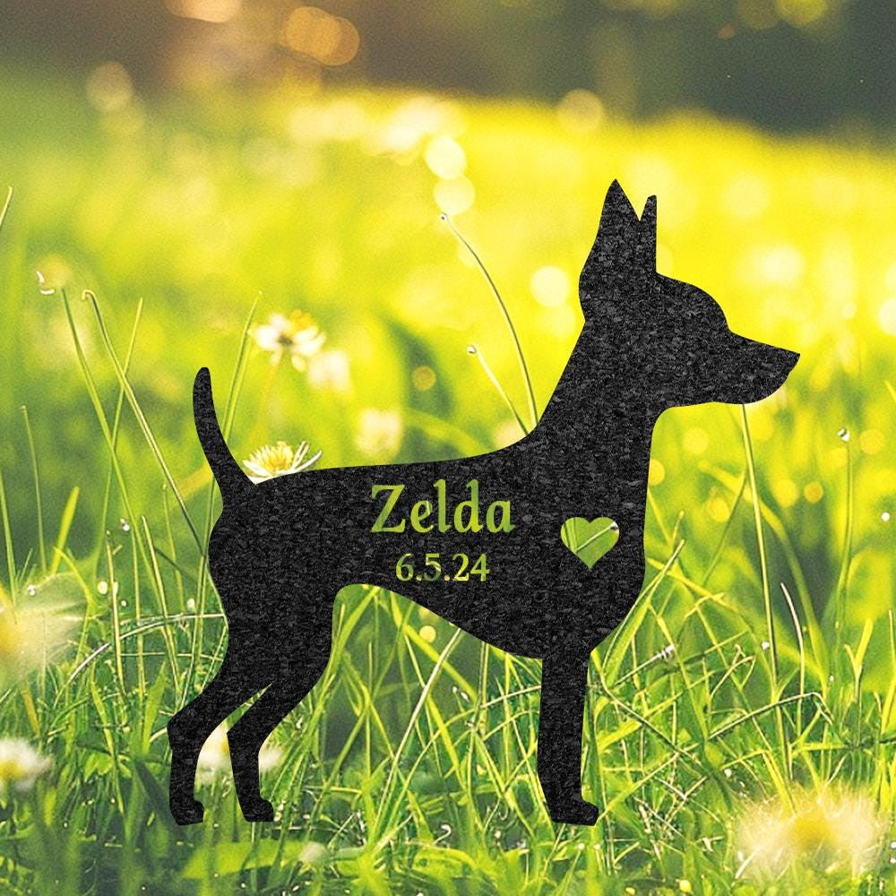 Custom Mini Pinscher Dog Memorial Sculpture Pinscher Silhouette Lawn Ornament Personalized Dog Grave Marker Garden Decor Pet Loss Gift