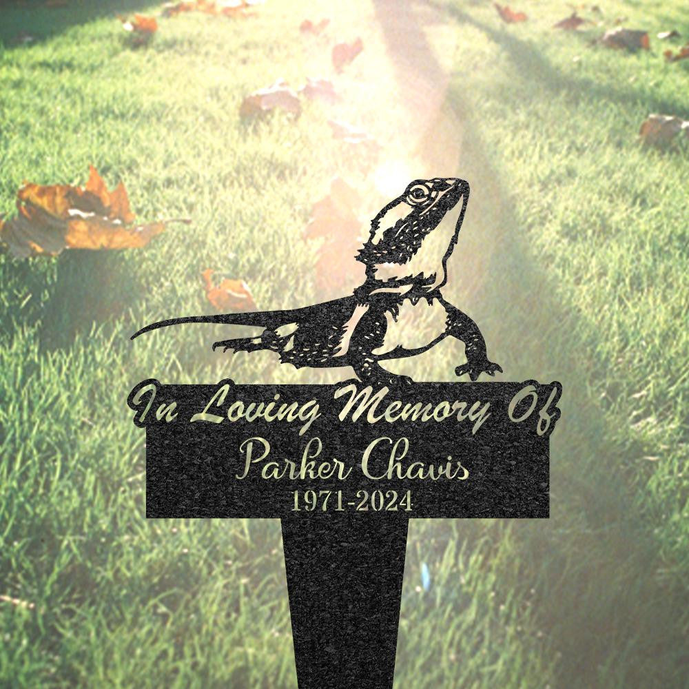 Custom Bearded Dragon Memorial Grave Marker Personalized Bearded Dragon Metal Burial Stake Lizard Name Sign Garden Decor Pet Loss Gift
