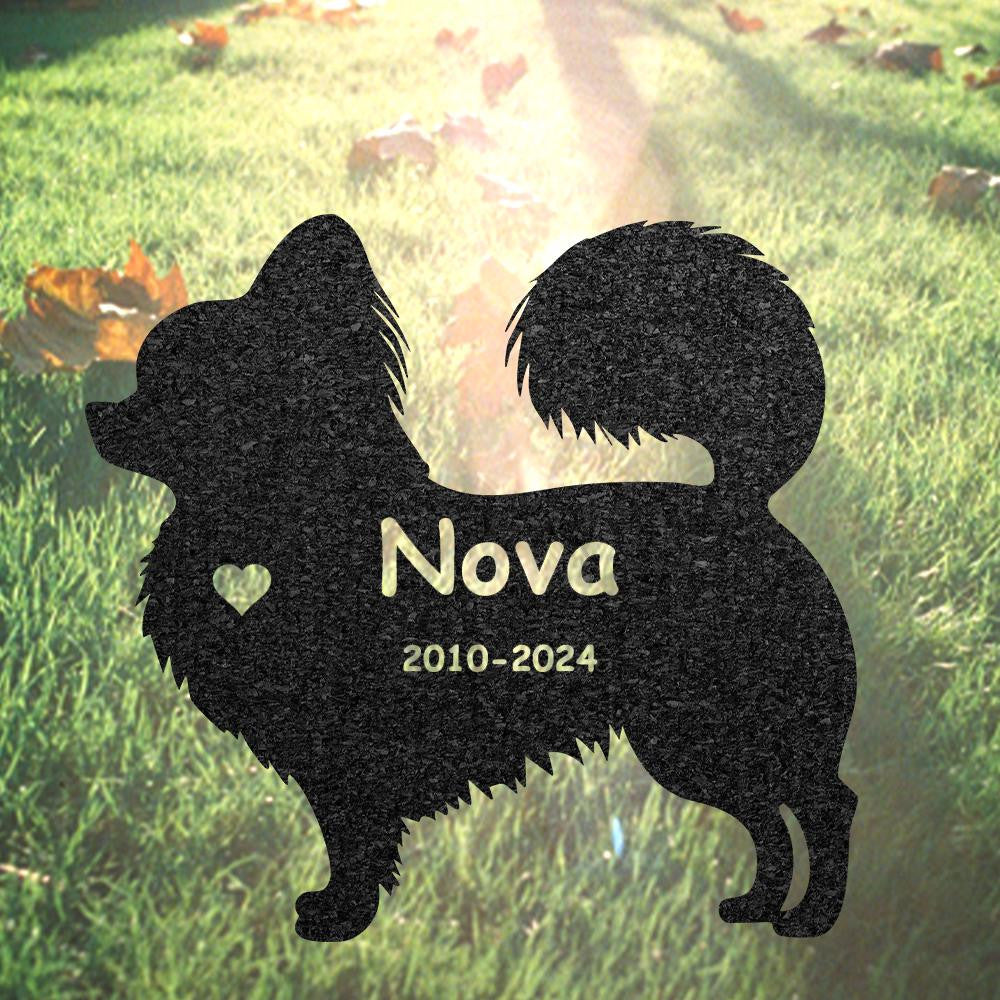 Custom Papillon Dog Memorial Sculpture Papillon Silhouette Lawn Ornament Personalized Dog Grave Marker For Outdoor Garden Decor Art