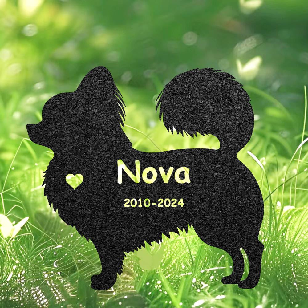 Custom Papillon Dog Memorial Sculpture Papillon Silhouette Lawn Ornament Personalized Dog Grave Marker For Outdoor Garden Decor Art