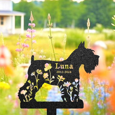 Miniature Schnauzer Memorial Burial Stake Custom Dog Name Metal Stake Pet Grave Marker Memorial Garden Decor Yard Sign Pet Loss Gift