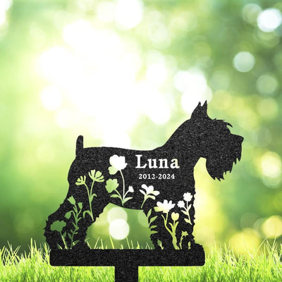 Miniature Schnauzer Memorial Burial Stake Custom Dog Name Metal Stake Pet Grave Marker Memorial Garden Decor Yard Sign Pet Loss Gift