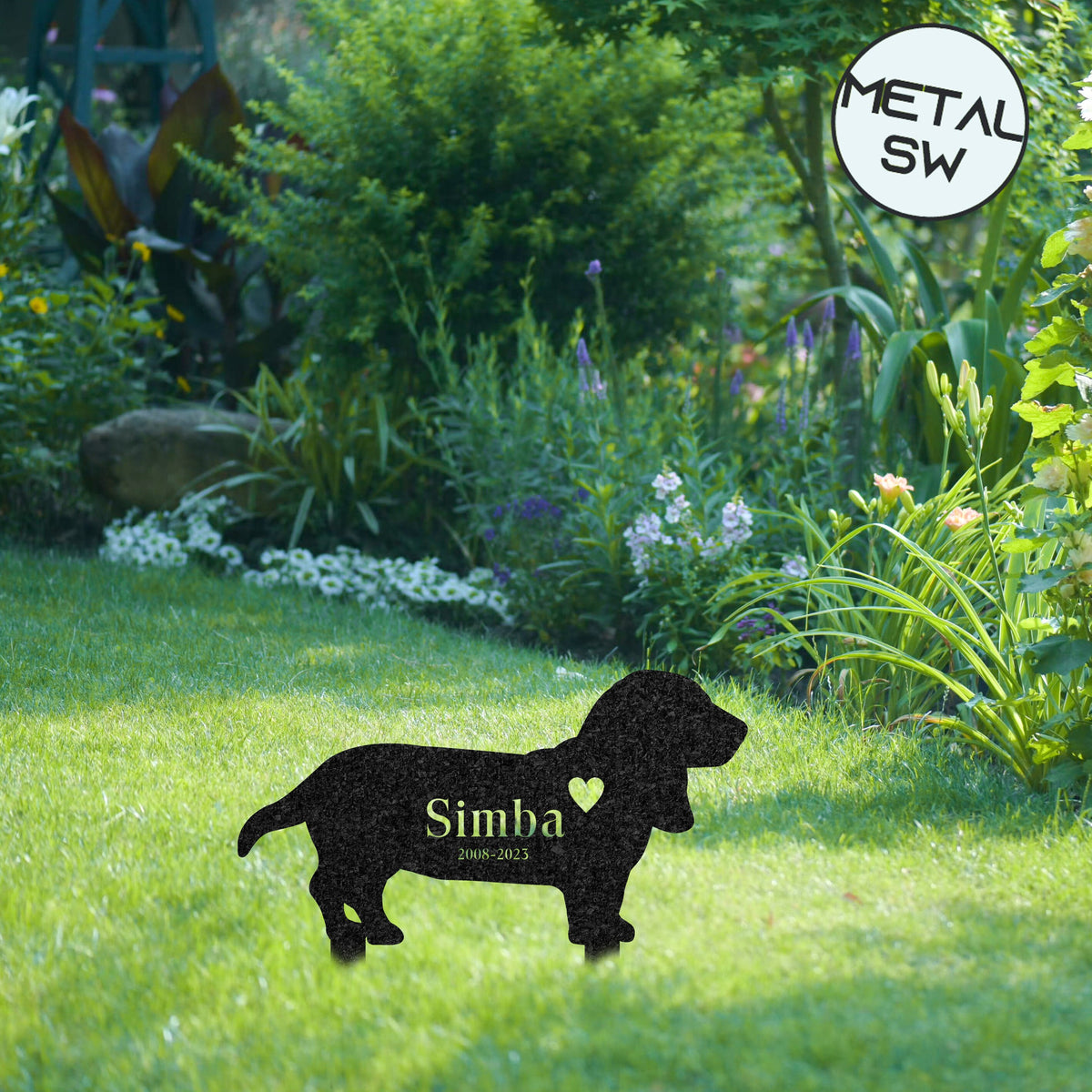 Custom Memorial Basset Hounds Metal Sign Personalized Dog Memorial Garden Stake Basset Hounds Loss Gift Pet Grave Marker Dog Name Sign