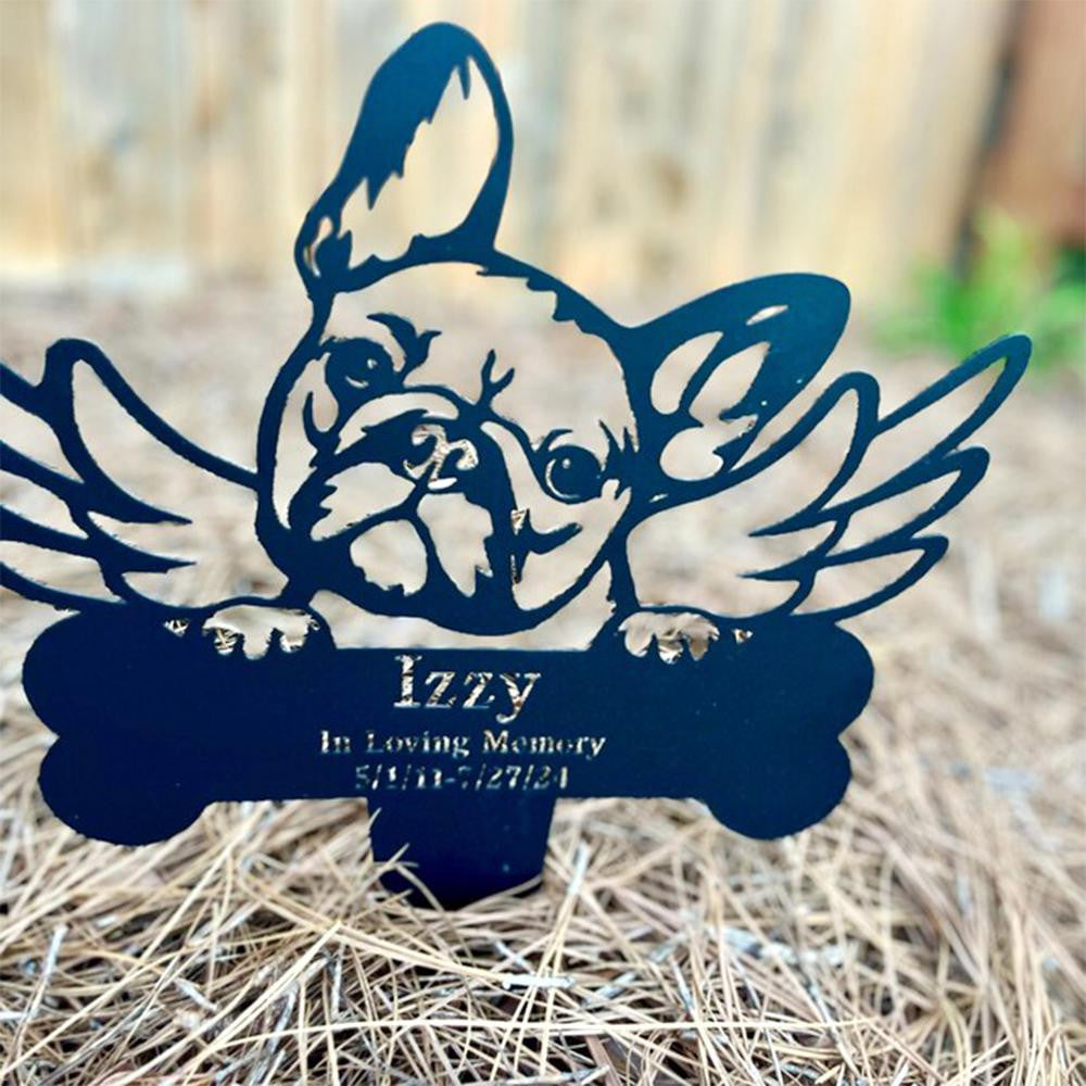 Personalized French Bulldog Metal Stake Memorial Plaque With Name Custom Dog Iron Signs Memorial Stake Pet Dog Grave Marker For Dog Mom