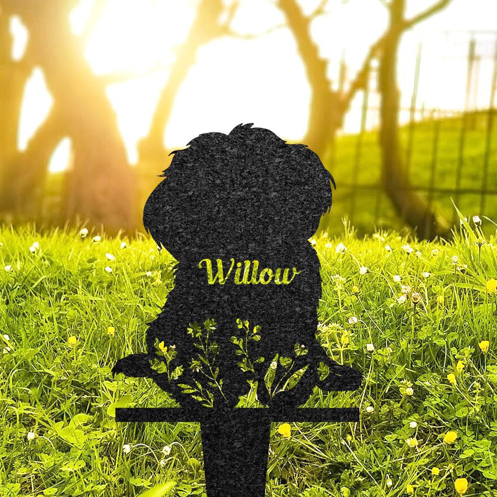 Personalized Shih Tzu Dog Memorial Stake Dog Grave Marker With Flowers Custom Dog Cemetery Metal Stake Pet Garden Decor Loss Of Dog