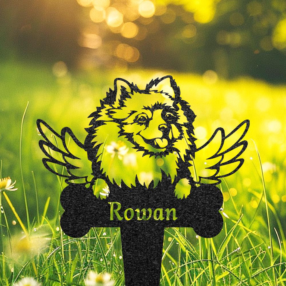 Custom Pomeranian Memorial Grave Marker Pet Plaque Burial Stake Personalized Engraved Dog Name Keepsake Metal Garden Sign Pet Loss Gift