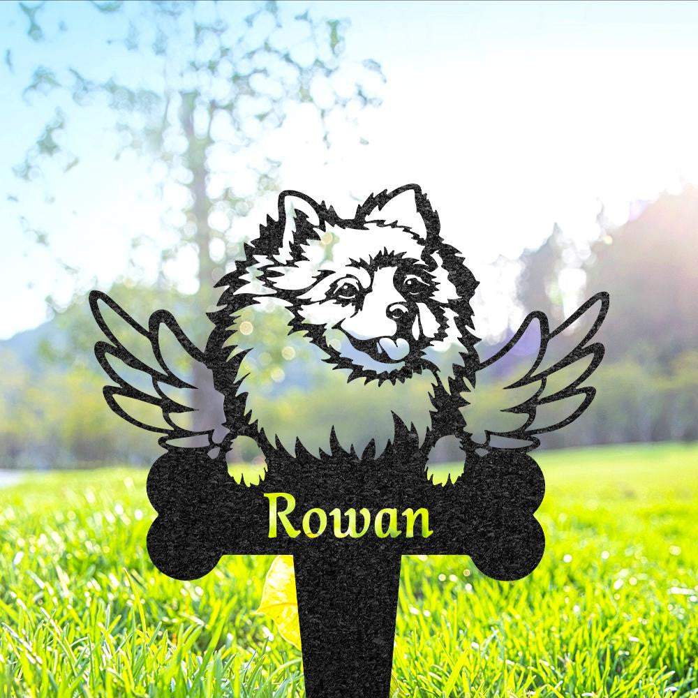 Custom Pomeranian Memorial Grave Marker Pet Plaque Burial Stake Personalized Engraved Dog Name Keepsake Metal Garden Sign Pet Loss Gift