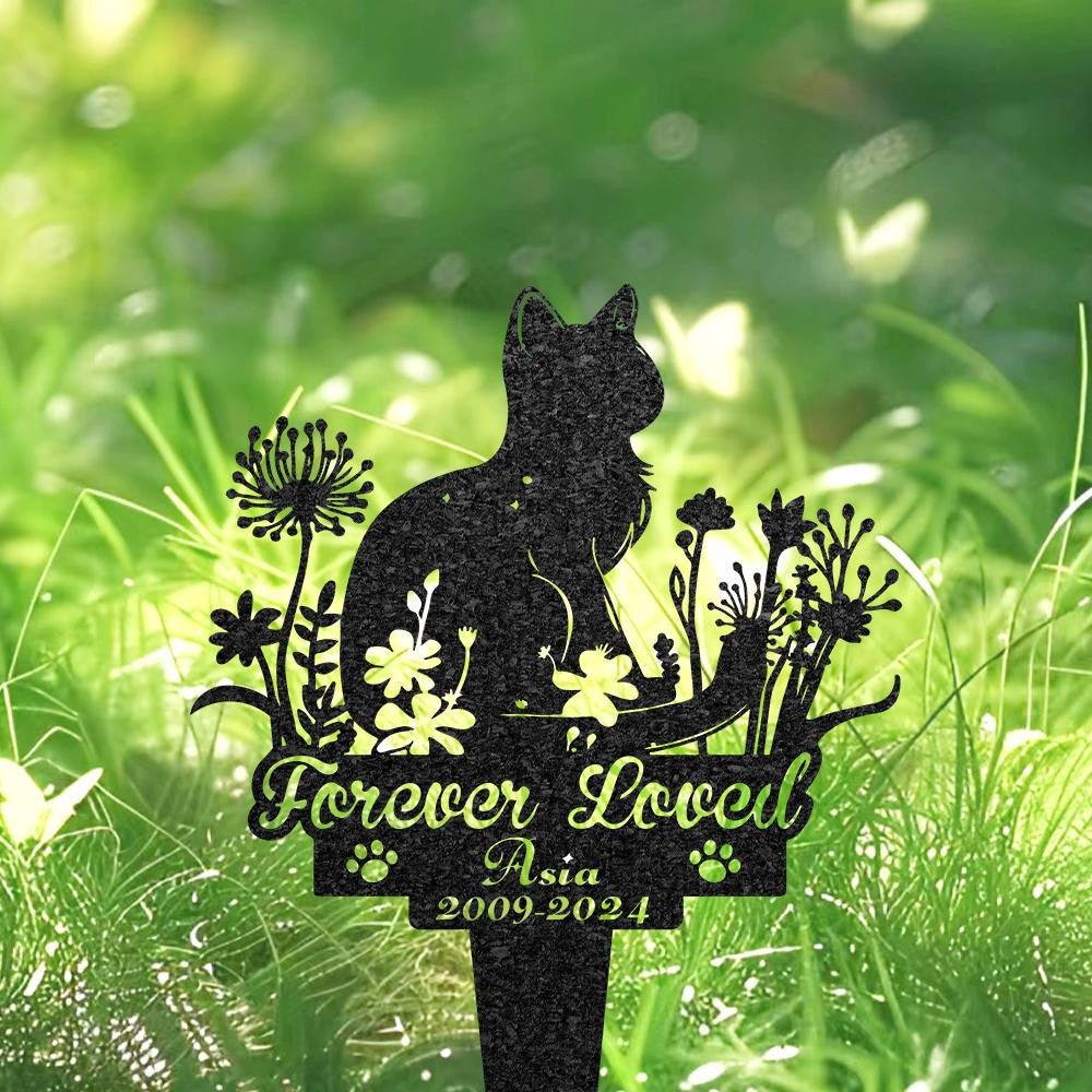 Personalized Cat Memorial Grave Marker Custom Long-Haired Cat Metal Burial Stake Pet Loss Gift Outdoor Garden Plaque Cat Lover Gift