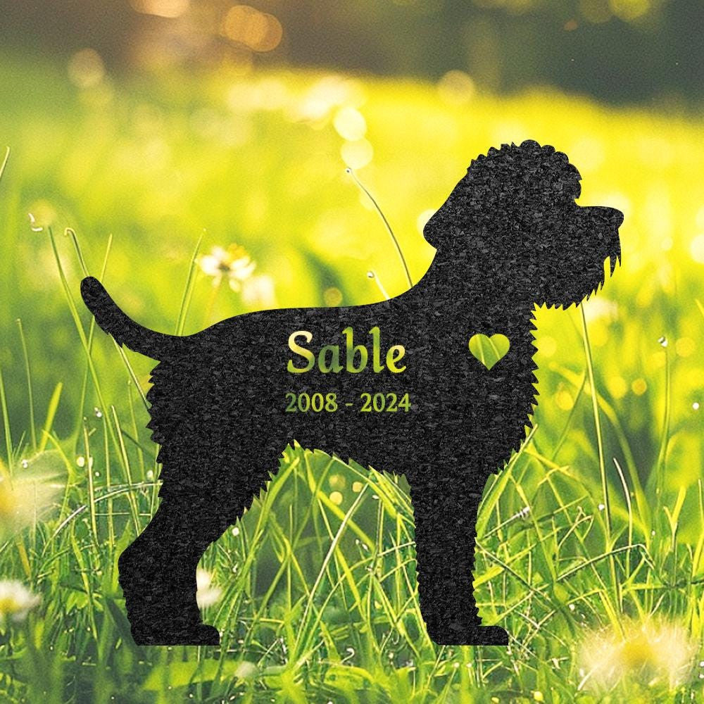 Custom Portuguese Water Dog Memorial Grave Marker Personalized Dog Metal Sign Dog Burial Marker With Name Engraved Garden Decor Pet Loss