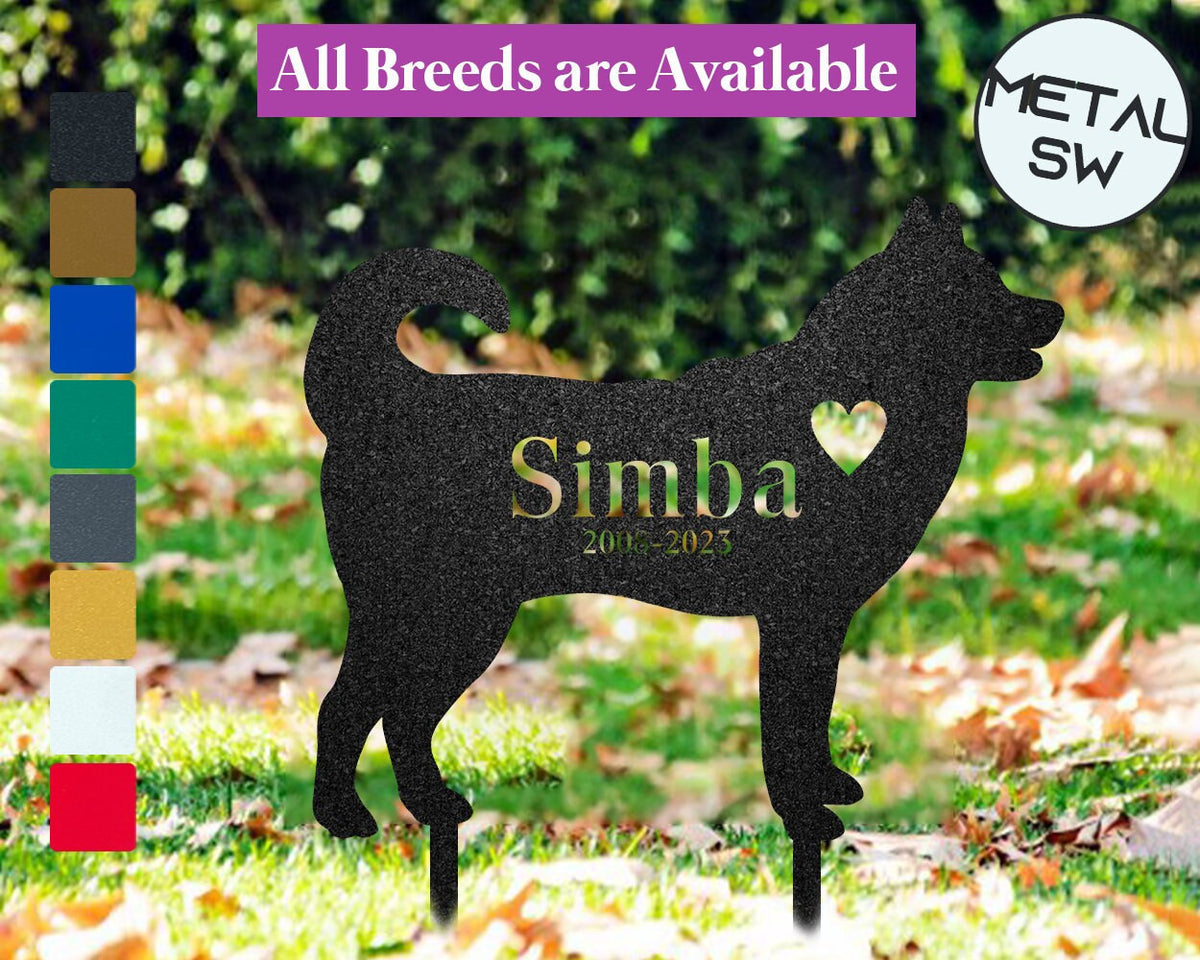 Metal Husky Dog Memorial Stakes Husky Dog Grave Marker Garden Stakes Dog Headstone Personalized Loss Of Dog Memorial Husky Sympathy Gift