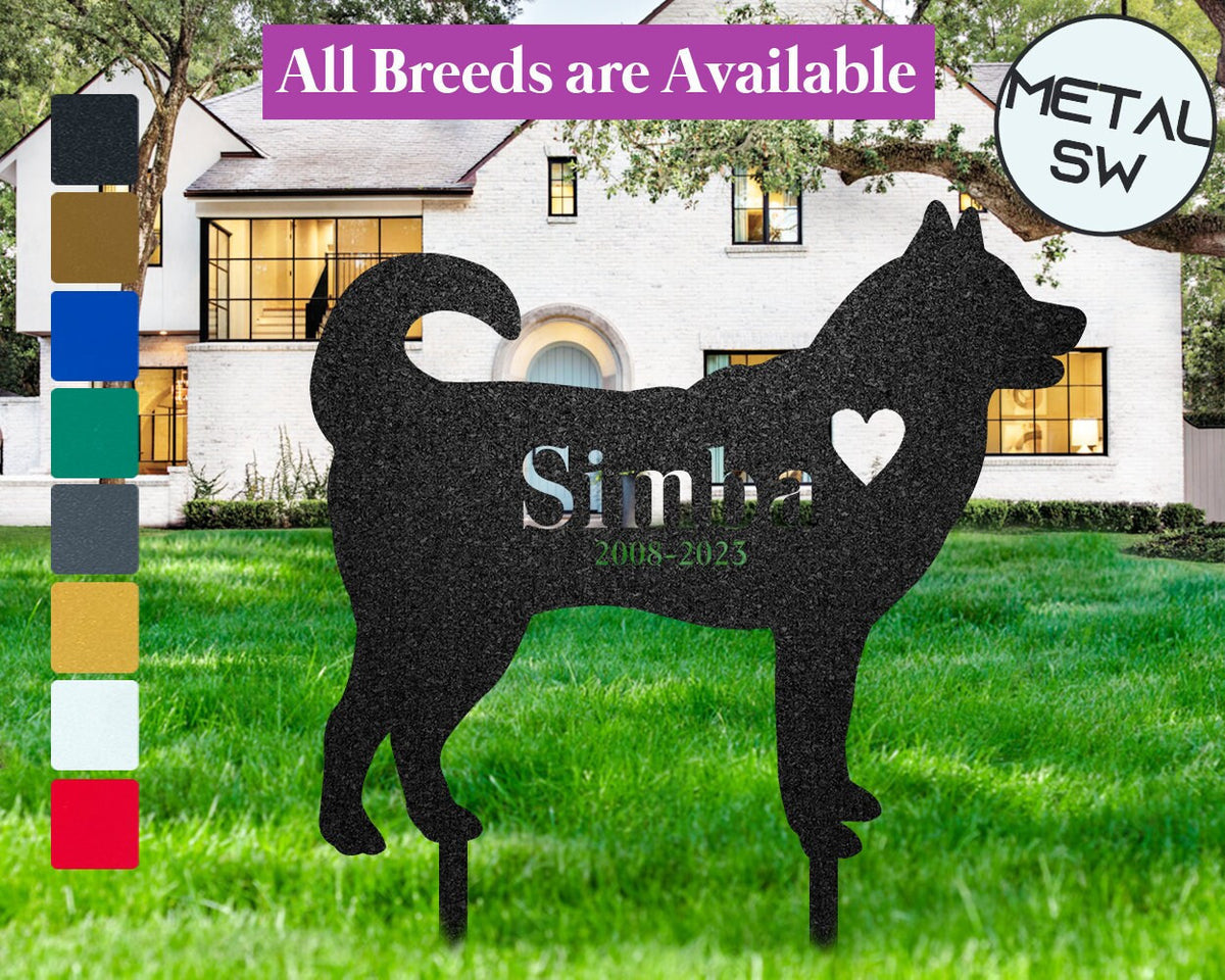 Metal Husky Dog Memorial Stakes Husky Dog Grave Marker Garden Stakes Dog Headstone Personalized Loss Of Dog Memorial Husky Sympathy Gift