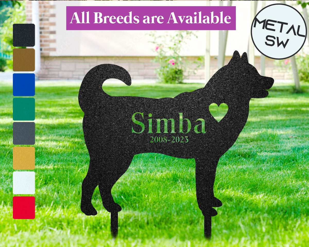 Metal Husky Dog Memorial Stakes Husky Dog Grave Marker Garden Stakes Dog Headstone Personalized Loss Of Dog Memorial Husky Sympathy Gift