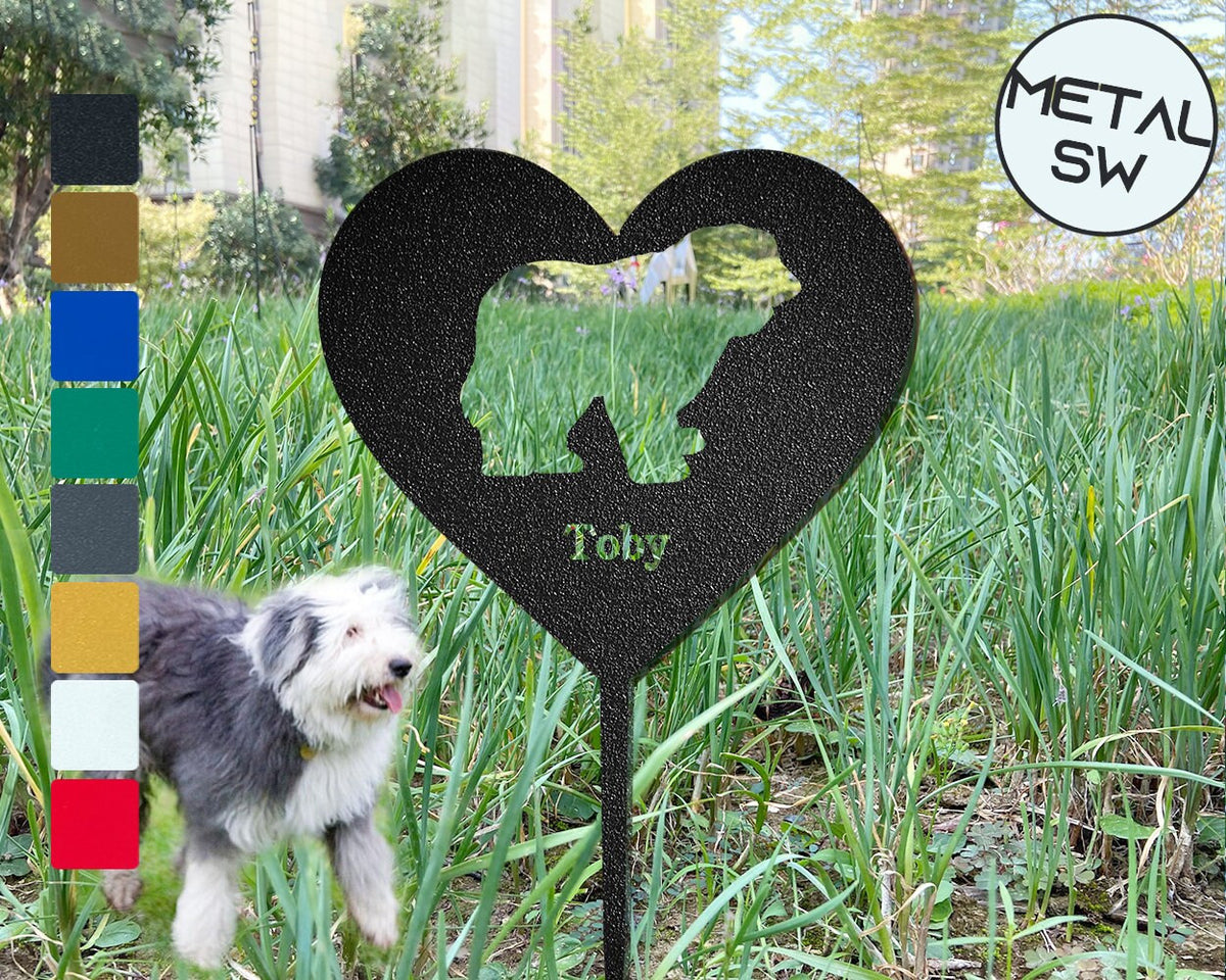 Personalized Dog Memorial Plaque Old English Sheepdog Garden Stake Custom Dog Silhouette Sign Old English Sheepdog Memorial Gifts