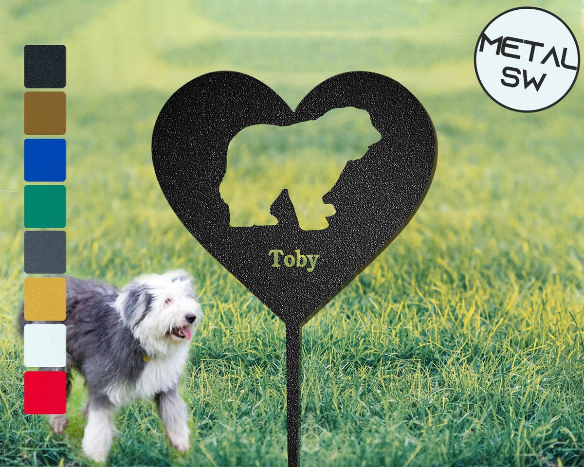 Personalized Dog Memorial Plaque Old English Sheepdog Garden Stake Custom Dog Silhouette Sign Old English Sheepdog Memorial Gifts