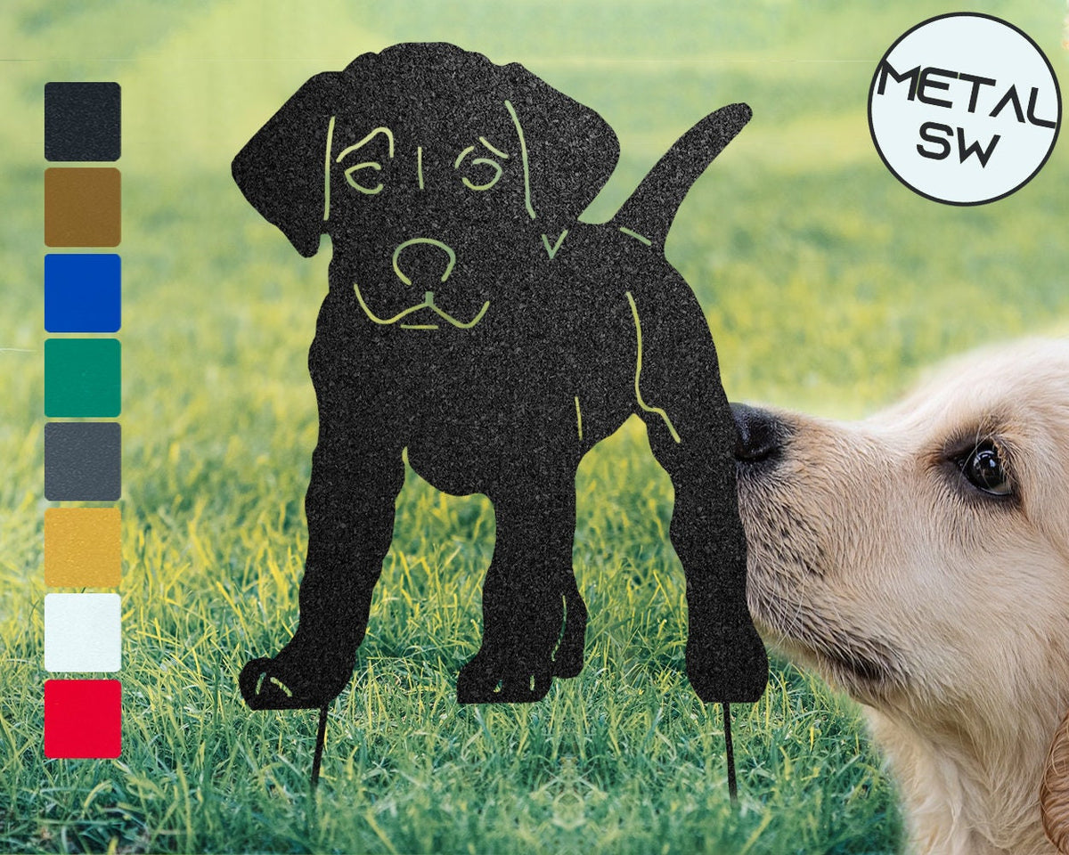 Metal Puppy Labrador Retriever Memorial Plaque Personalized Golden Retriever Garden Stakes Sign Metal Yard Art Garden Lawn Outdoor Ornaments