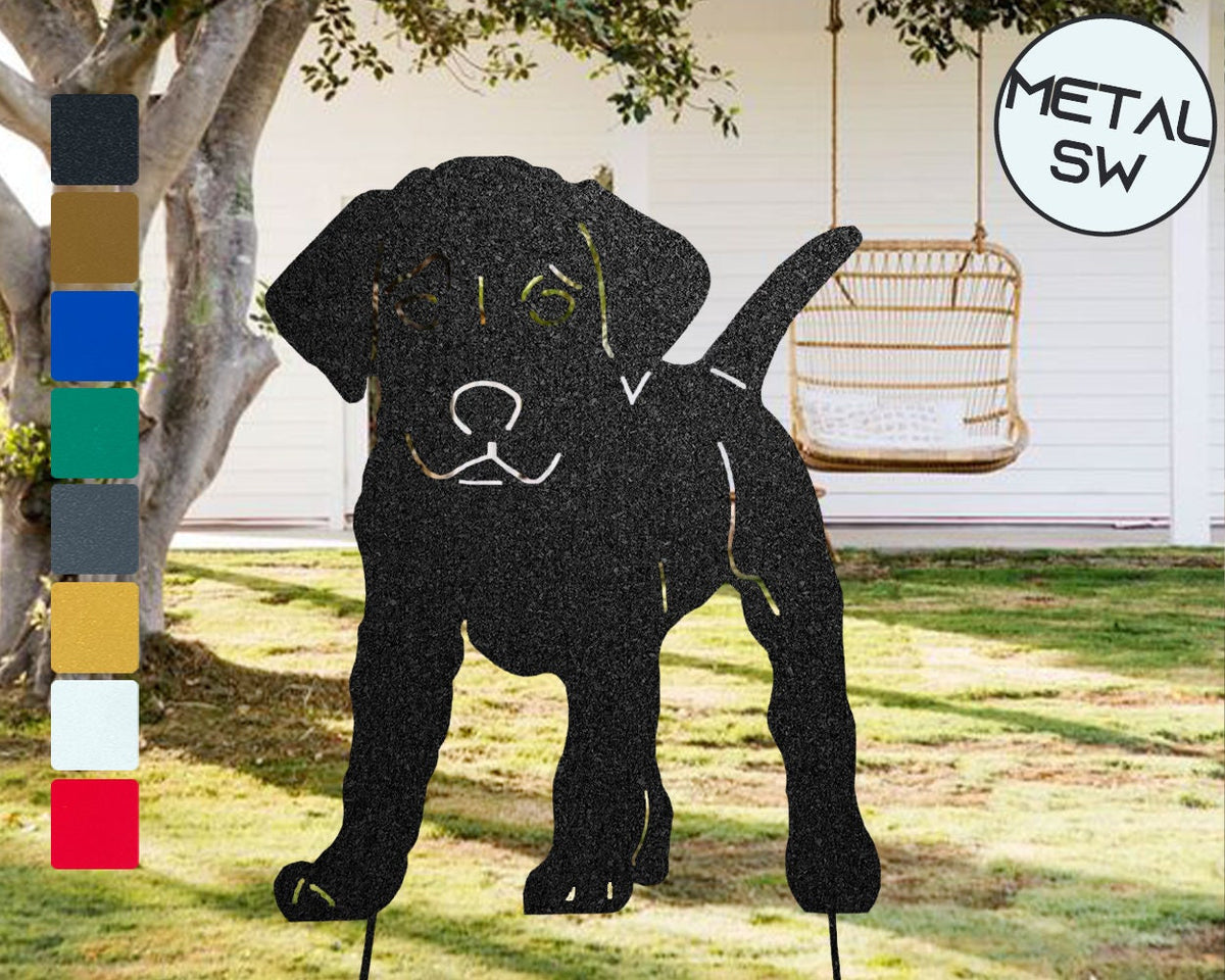 Metal Puppy Labrador Retriever Memorial Plaque Personalized Golden Retriever Garden Stakes Sign Metal Yard Art Garden Lawn Outdoor Ornaments