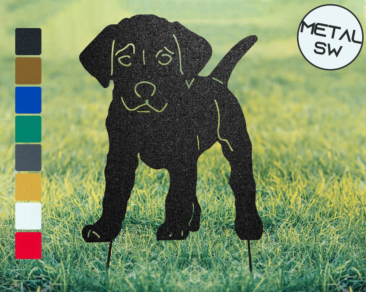 Metal Puppy Labrador Retriever Memorial Plaque Personalized Golden Retriever Garden Stakes Sign Metal Yard Art Garden Lawn Outdoor Ornaments