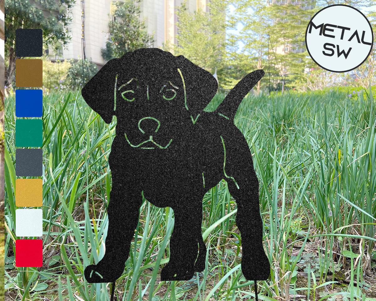 Metal Puppy Labrador Retriever Memorial Plaque Personalized Golden Retriever Garden Stakes Sign Metal Yard Art Garden Lawn Outdoor Ornaments