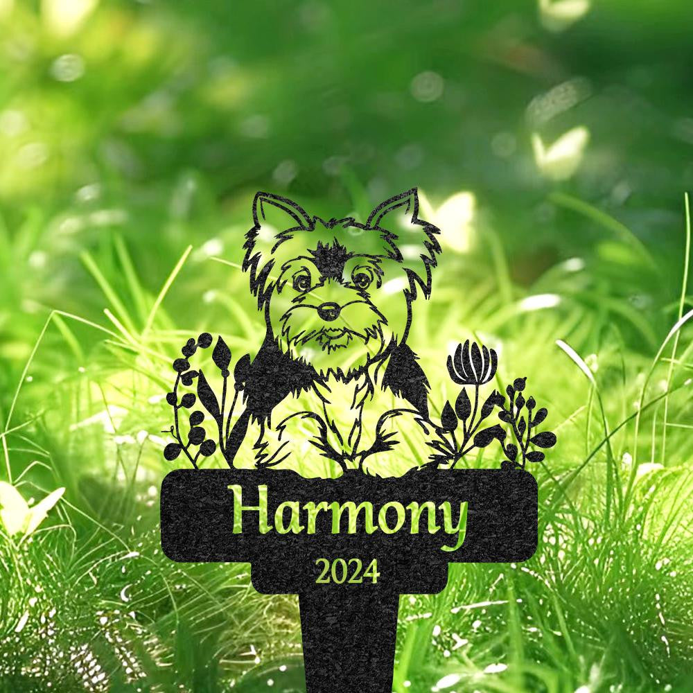 Personalized Yorkshire Terrier Memorial Stake Dog Grave Marker Custom Dog Cemetery Metal Sign Pet Garden Decor Loss Of Dog Yard Sign