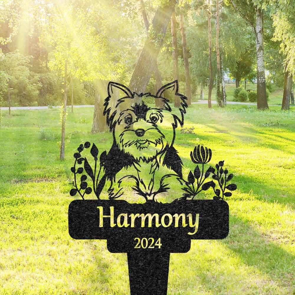 Personalized Yorkshire Terrier Memorial Stake Dog Grave Marker Custom Dog Cemetery Metal Sign Pet Garden Decor Loss Of Dog Yard Sign