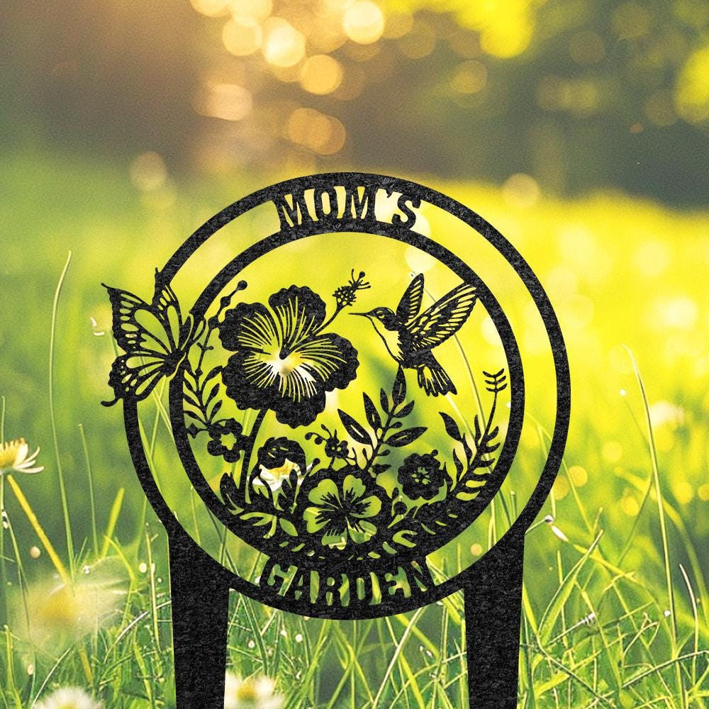 Custom Hummingbird Garden Stake Sign Butterfly Metal Garden Sign Bird With Stake Yard Sign Home Gift Gardening Gift Flower Design Decor