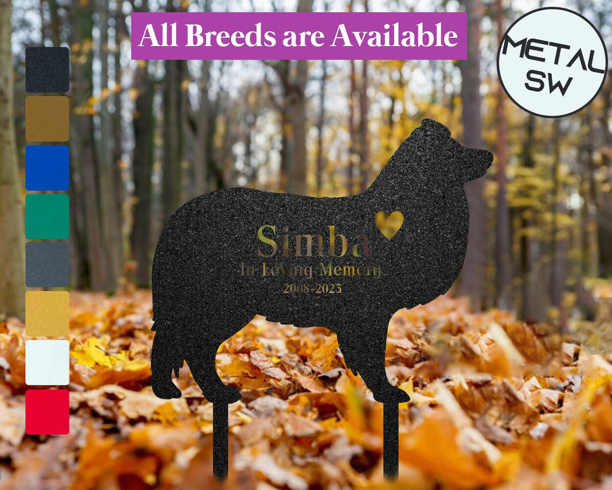 Metal Sheltie Memorial Stake Dog Grave Marker Dog Garden Stake Dog Headstone Personalized Dog Loss Memorial Pet Sympathy Gift Keepsake