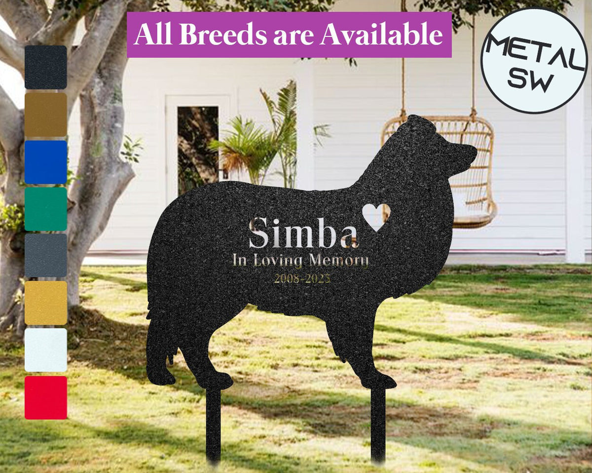 Metal Sheltie Memorial Stake Dog Grave Marker Dog Garden Stake Dog Headstone Personalized Dog Loss Memorial Pet Sympathy Gift Keepsake
