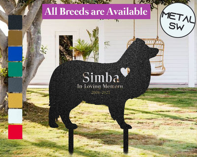Metal Sheltie Memorial Stake Dog Grave Marker Dog Garden Stake Dog Headstone Personalized Dog Loss Memorial Pet Sympathy Gift Keepsake