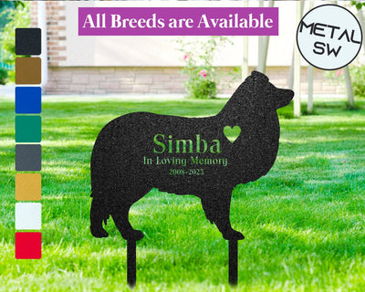 Metal Sheltie Memorial Stake Dog Grave Marker Dog Garden Stake Dog Headstone Personalized Dog Loss Memorial Pet Sympathy Gift Keepsake
