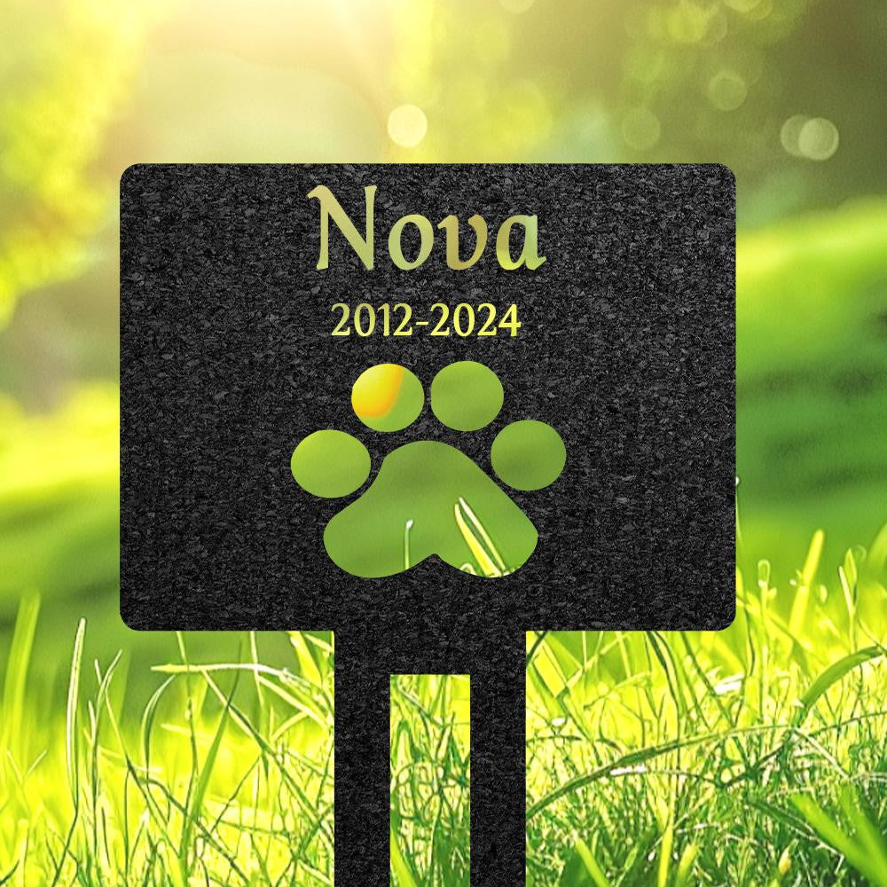 Custom Pet Memorial Grave Marker Personalized Pet Name Plaque Outdoor Dog Paw Tombstone Cat Metal Garden Stake Pet Loss Gift Yard Sign