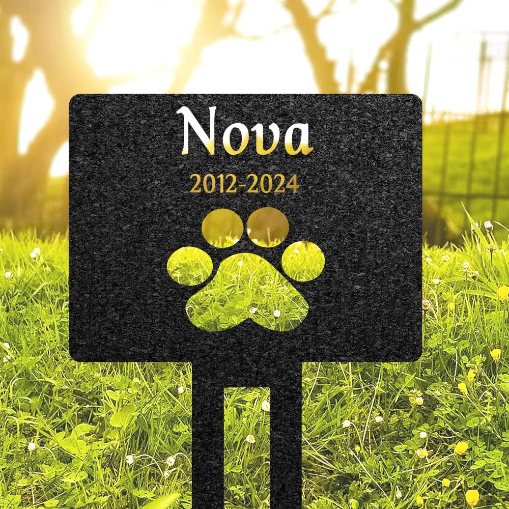 Custom Pet Memorial Grave Marker Personalized Pet Name Plaque Outdoor Dog Paw Tombstone Cat Metal Garden Stake Pet Loss Gift Yard Sign
