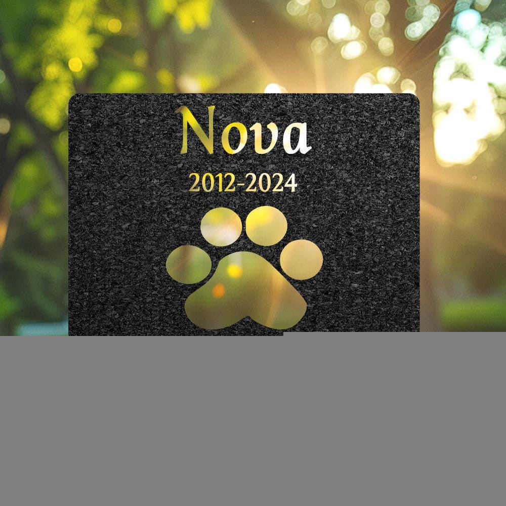 Custom Pet Memorial Grave Marker Personalized Pet Name Plaque Outdoor Dog Paw Tombstone Cat Metal Garden Stake Pet Loss Gift Yard Sign