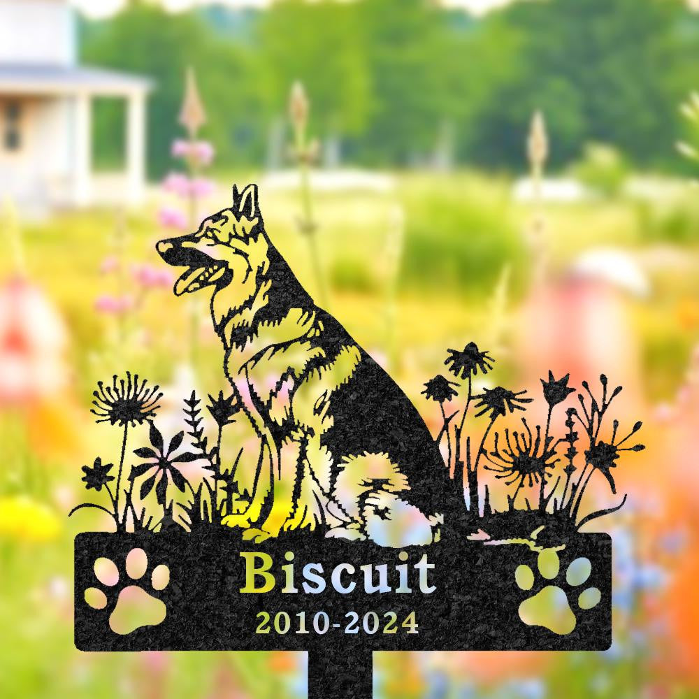 Personalized German Shepherd Dog Memorial Stake Custom Dog Grave Marker Metal Garden Decor Yard Sign Pet Burial Stake Pet Loss Gift