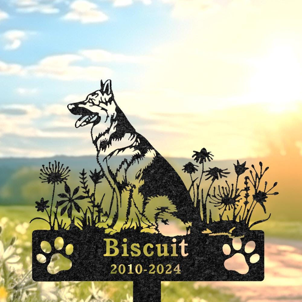 Personalized German Shepherd Dog Memorial Stake Custom Dog Grave Marker Metal Garden Decor Yard Sign Pet Burial Stake Pet Loss Gift