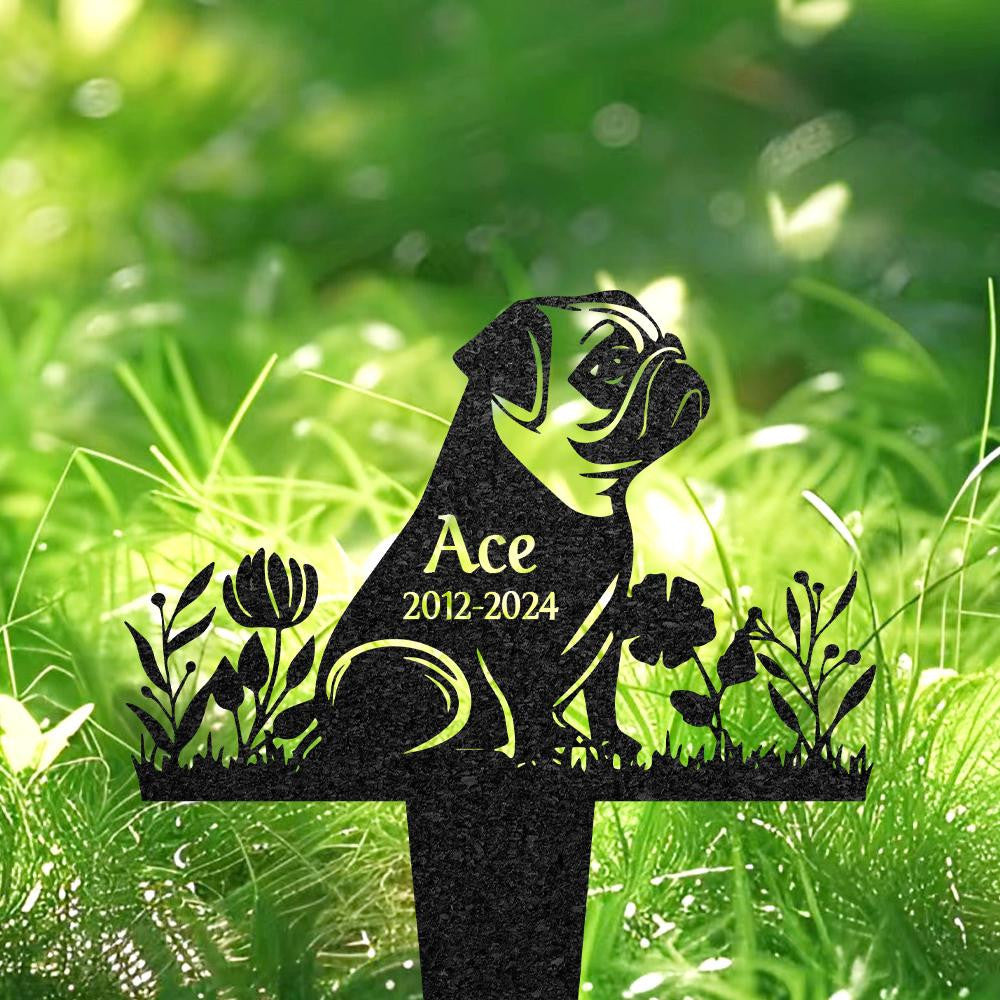 Personalized Pug Memorial Plaque For Outdoor Custom Dog Metal Sign Yard Art Decor Pet Grave Marker Remembrance Sign Pet Loss Gift