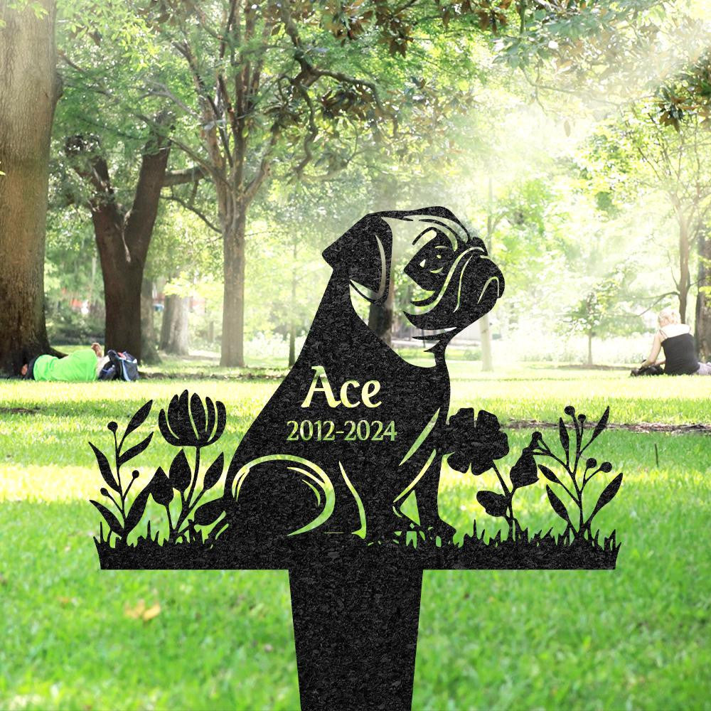 Personalized Pug Memorial Plaque For Outdoor Custom Dog Metal Sign Yard Art Decor Pet Grave Marker Remembrance Sign Pet Loss Gift