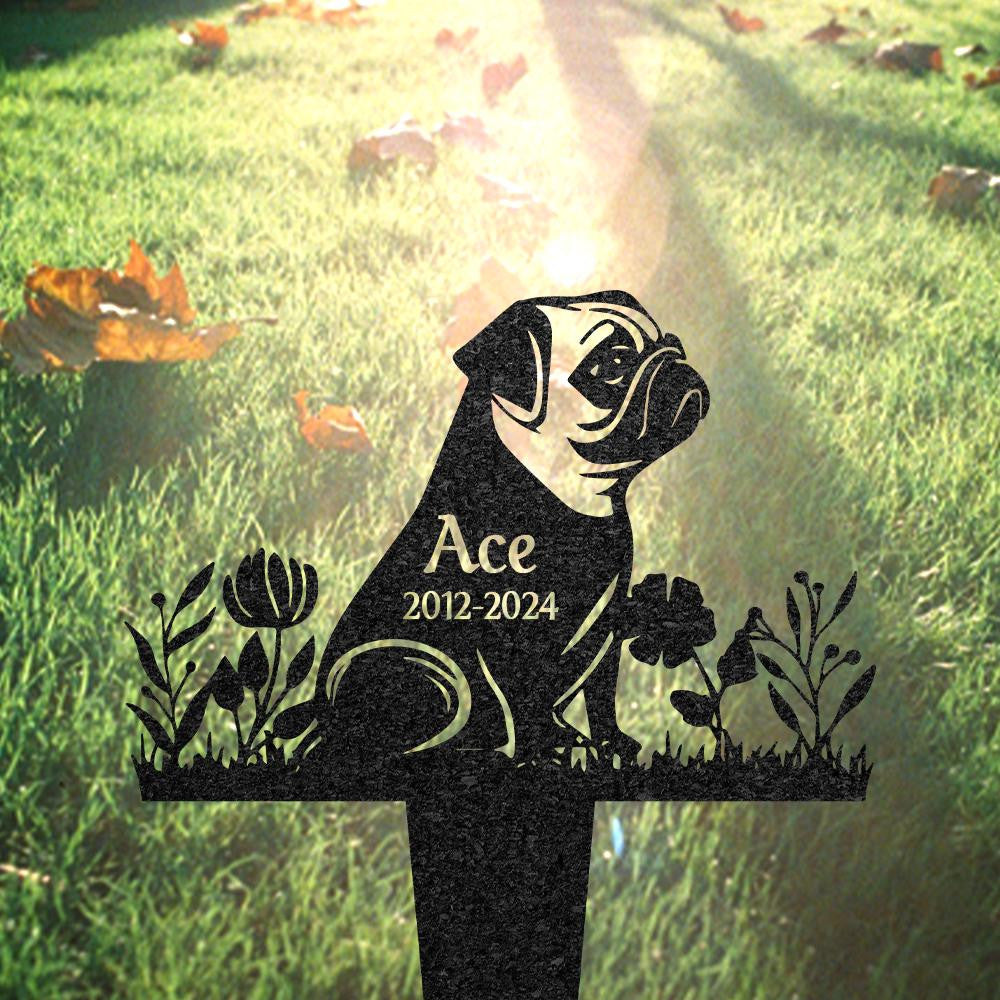 Personalized Pug Memorial Plaque For Outdoor Custom Dog Metal Sign Yard Art Decor Pet Grave Marker Remembrance Sign Pet Loss Gift