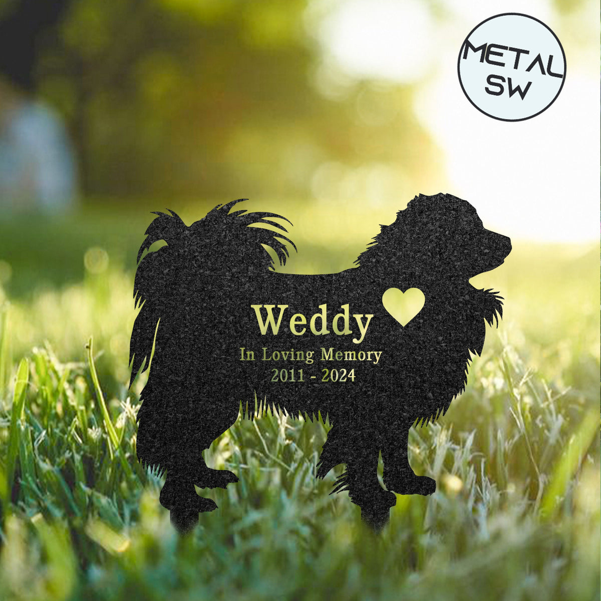 Custom Papillon Dog Grave Marker Metal Yard Decor Pet Memorial Stake Personalized Garden Plaque Keepsake Dog Loss Gift In Loving Memory